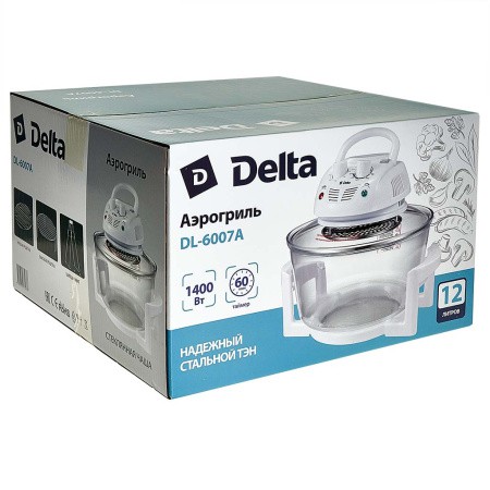 Аэрогриль 1400Вт, 12л, белый Delta DL-6007A