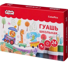 Гуашь 24 цвета Комус класс Colorpics, по 10мл 1691634