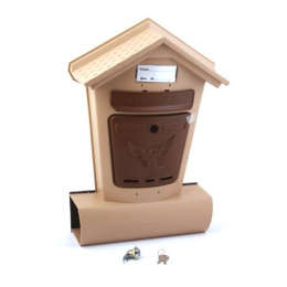 Ящик почтовый пластиковый внешний Элит с металлическим замком бежевый с коричневым 30732
