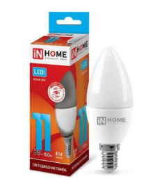 Лампа светодиодная 11Вт (эквивалент 100Вт) 230В E14 4000К белый (дневной) свет свеча In Home LED-C37-СВЕЧА-VC 0471