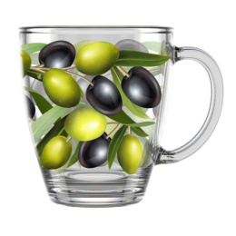 Кружка стеклянная 350мл Оливки Декостек 2025-Д