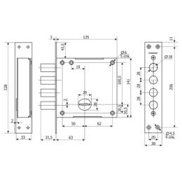 Замок врезной Гардиан-4001Т левый Гардиан 40420