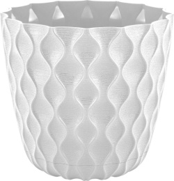 Горшок для цветов пластиковый Wave с поддоном  0,65л d-11,5см h-10,4см белоснежный жасмин InGreen IG650010048