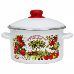 Кастрюля эмалированная Магн Organic 3,0л цилиндрическая с металл. крышкой Эмаль Магнитогорск 01-Б1612/4М