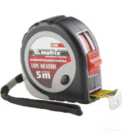 Рулетка  5м х 19мм обрезиненный корпус, плавная фиксация, Continuous fixation Matrix 31088