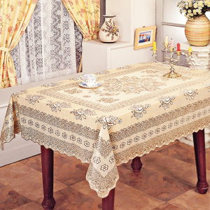 Скатерть виниловая прямоугольная 150х230см, бежевый Embossed С605