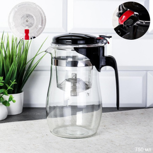 Чайник заварочный стекло+пластик 0,75л с рычагом A8725/667430