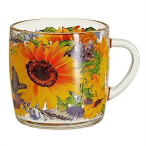 Кружка стеклянная 300мл Подсолнухи Декостек 2134-Д