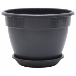 Горшок для цветов пластиковый Антик с поддоном  4,9л d-25см h-18см антрацит 5plast 5PL0231