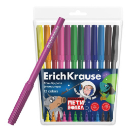 Фломастеры 12 цветов ErichKrause Приключения Пети и волка 61064