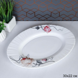 Блюдо стеклокерамическое овальное 300мм Чайная роза на ветке White Lily 36/LHP-FW4 (7315)/741232