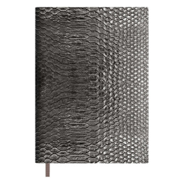 Ежедневник недатированный А6+ 160 листов Escalada Анаконда, кожзам, металлик стальная 68226/20