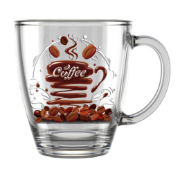 Кружка стеклянная 350мл Кофеджио, в ассортименте Декостек 2025-Д