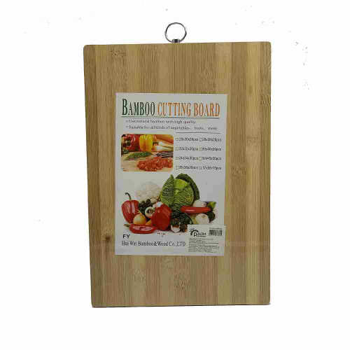 Доска разделочная деревянная бамбук 340х240х15мм с кольцом РД76811