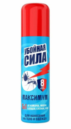 Аэрозоль от комаров, клещей, мошек, слепней, блох 150мл Максимум 5 в 1 Убойная Сила  4600104031106