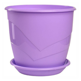 Горшок для цветов пластиковый Венеция с поддоном 5,5л d-23см h-20,5см лаванда 5plast 5PL0106