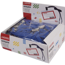 Бейдж  99х66мм Devente, горизонтальный, ПВХ, прозрачный, с клипом на ленте 4010901