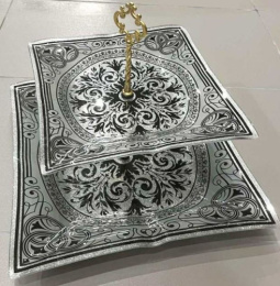 Блюдо 2 яруса стеклянное квадратное, в п/у Lorenza 7020/302