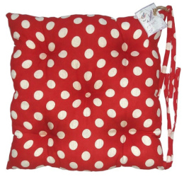 Сидушка на табурет 40х40см с завязками рогожка/холофайбер Горох красный ДомВелл 