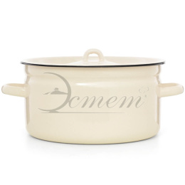 Кастрюля эмалированная  5,5л цилиндрическая с металл. крышкой без декора Жемчужная Эстет ЭТ-72961