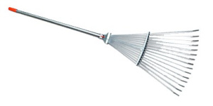 Грабли веерные раздвижные 16 зубьев оцинкованные, оцинкованный черенок