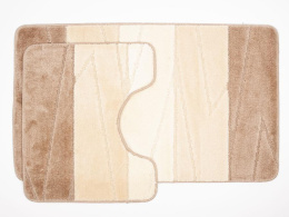 Комплект ковриков напольных для ванной и туалета на латекс. основе Enigma 2пр. 50х 80см/40х50см толщина 12мм, кремовый Aqua-Prime