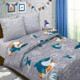 Покрывало стеганое детское 150х215см (бязь) Акуленок 3096/1 ДомВелл 