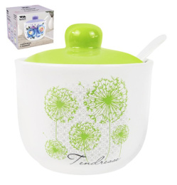 Сахарница керамическая (доломит) 330мл с ложкой Нежность, в п/у Lavenir HC200-D211