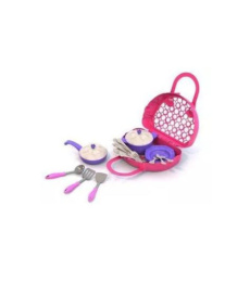 Набор детской посуды пластиковый 23 предмета Волшебная Хозяюшка, в сумке-корзине Нордпласт 627/106504