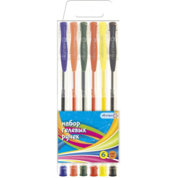 Ручки гелевые набор  6 цветов Attomex, в пластиковом блистере 5051642