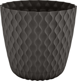 Горшок для цветов пластиковый Wave с поддоном  4,7л d-20,5см h-19,5см горький шоколад InGreen IG650310011