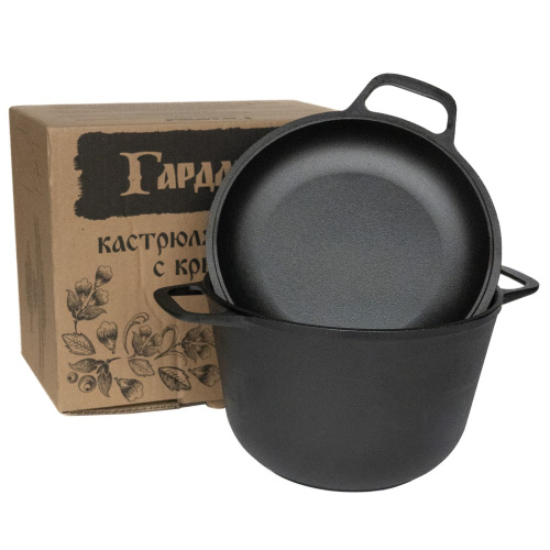 Кастрюля чугунная  4л крышка - сковорода Гардарика 1304-4