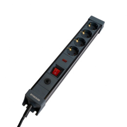 Фильтр сетевой 4 розетки  5,0м 16А с заземлением, ПВС 3 х 1, 3520Вт, Techno, черный Stekker HM22-41-05
