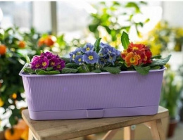 Ящик для цветов балконный пластиковый  40х17х13см Прованс с поддоном 6л, лавандовый 5plast 5PL0339