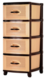 Комод четырехсекционный пластиковый 38х45х95см бежево-шоколадный Ар-Пласт 16005